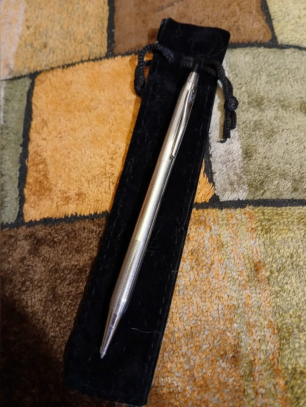 Silver Metal Cross Pen with Velvet Pouch - Men Accessories